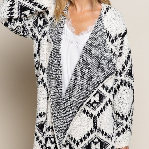 Azeala Waterfall Aztec Popcorn Cardigan Sweater - Picture 8 of 12